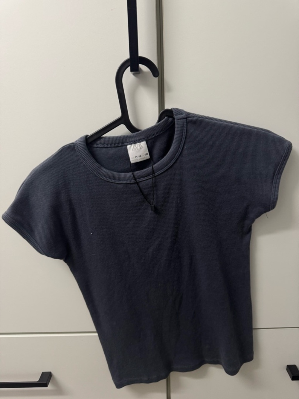 Zara Gray Ribbed Crop Tee
